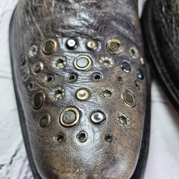 Donald Pliner western couture croc embossed leather studded ankle boots main image 9